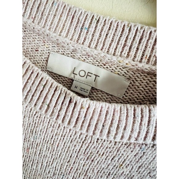 LOFT Womens Soft Crewneck Sweater Light Pink Confetti Knit Long Sleeve Sz M‎ - Picture 3 of 4
